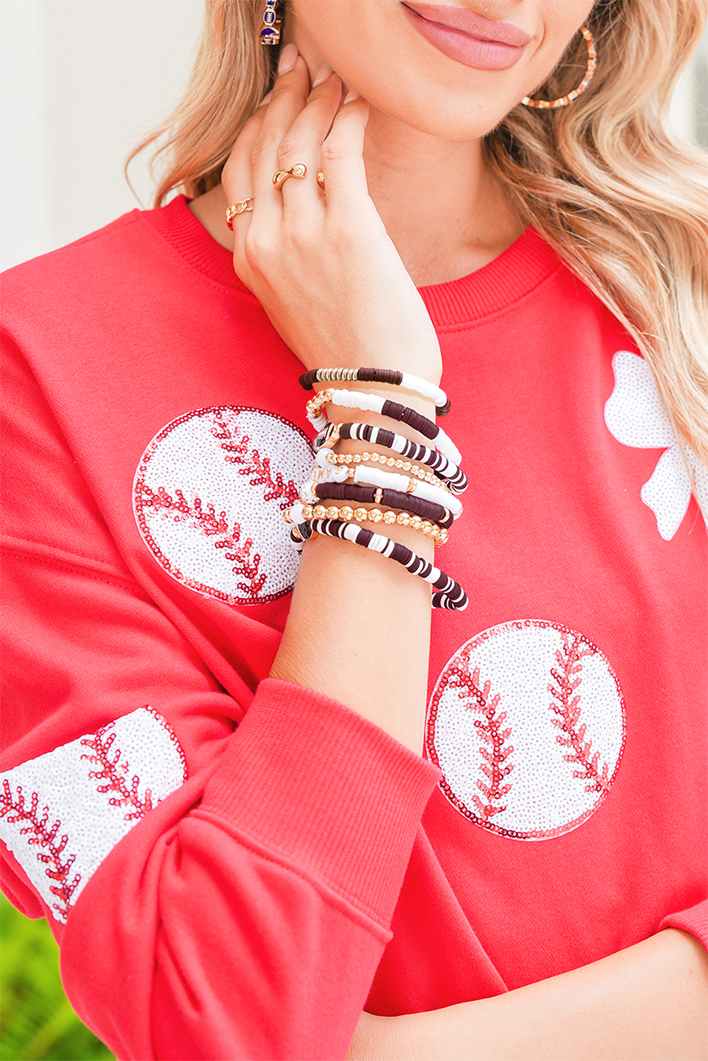 Chestnut Game Day 8pcs Stackable Football Beaded Charm Bracelet Set