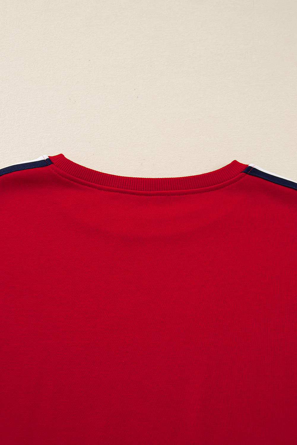 Fiery Red Contrast Striped Detail Varsity Sweatshirt