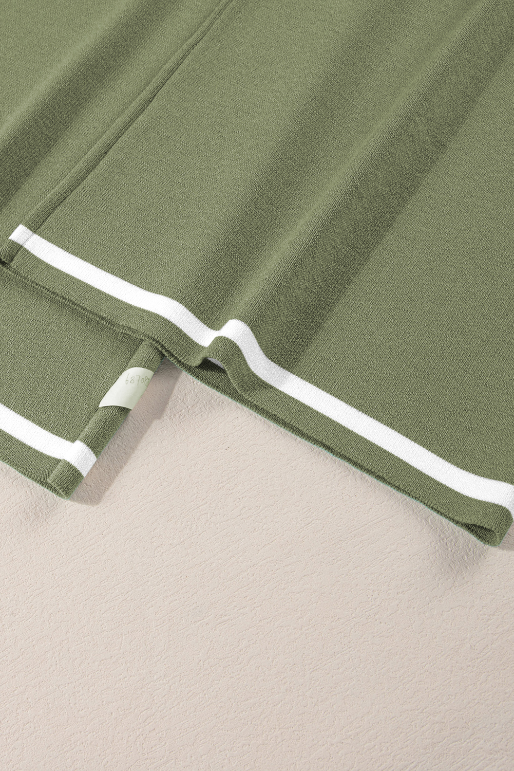 Blackish Green Contrast Trim Half Sleeve Top Drawstring Pants Loose 2pcs Sweater Suit