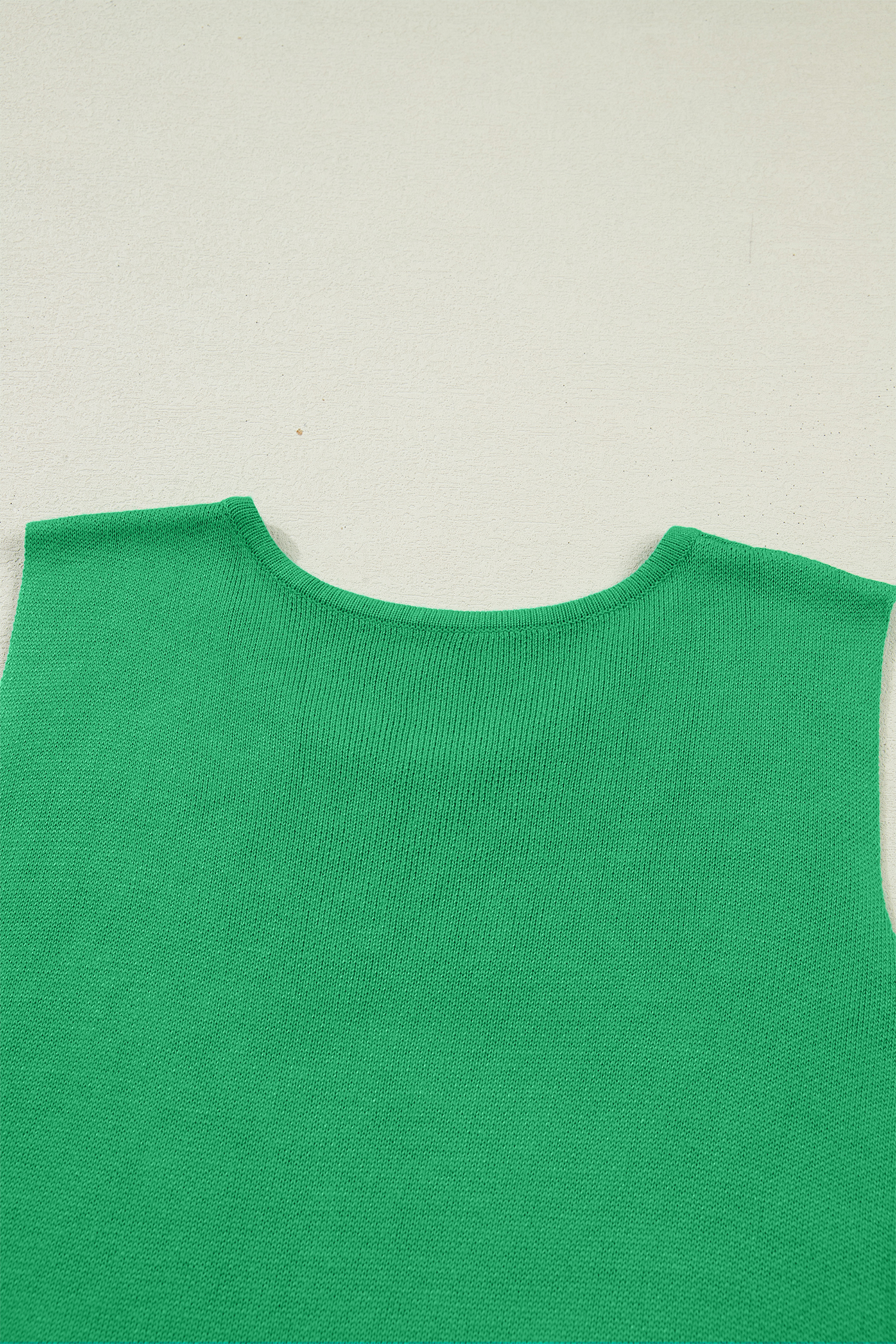 Bright Green Side Button Round Neck Knit Sleeveless Sweater