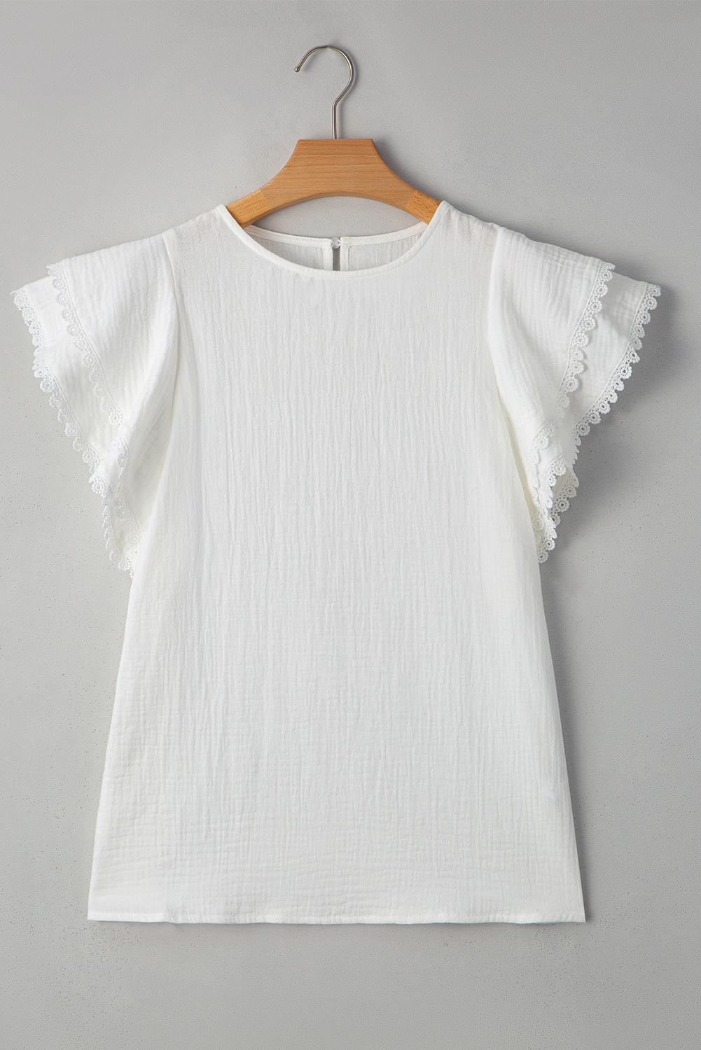 White Crinkled Layered Ruffled Flutter Sleeve Blouse