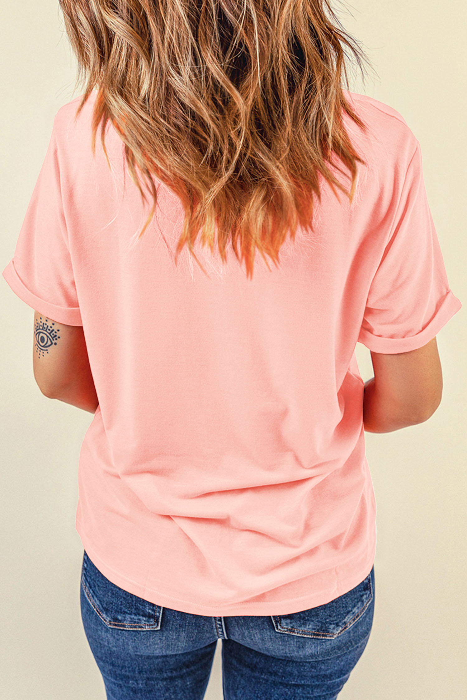 Pink LOVE In Hearts Embroidered Graphic Tee