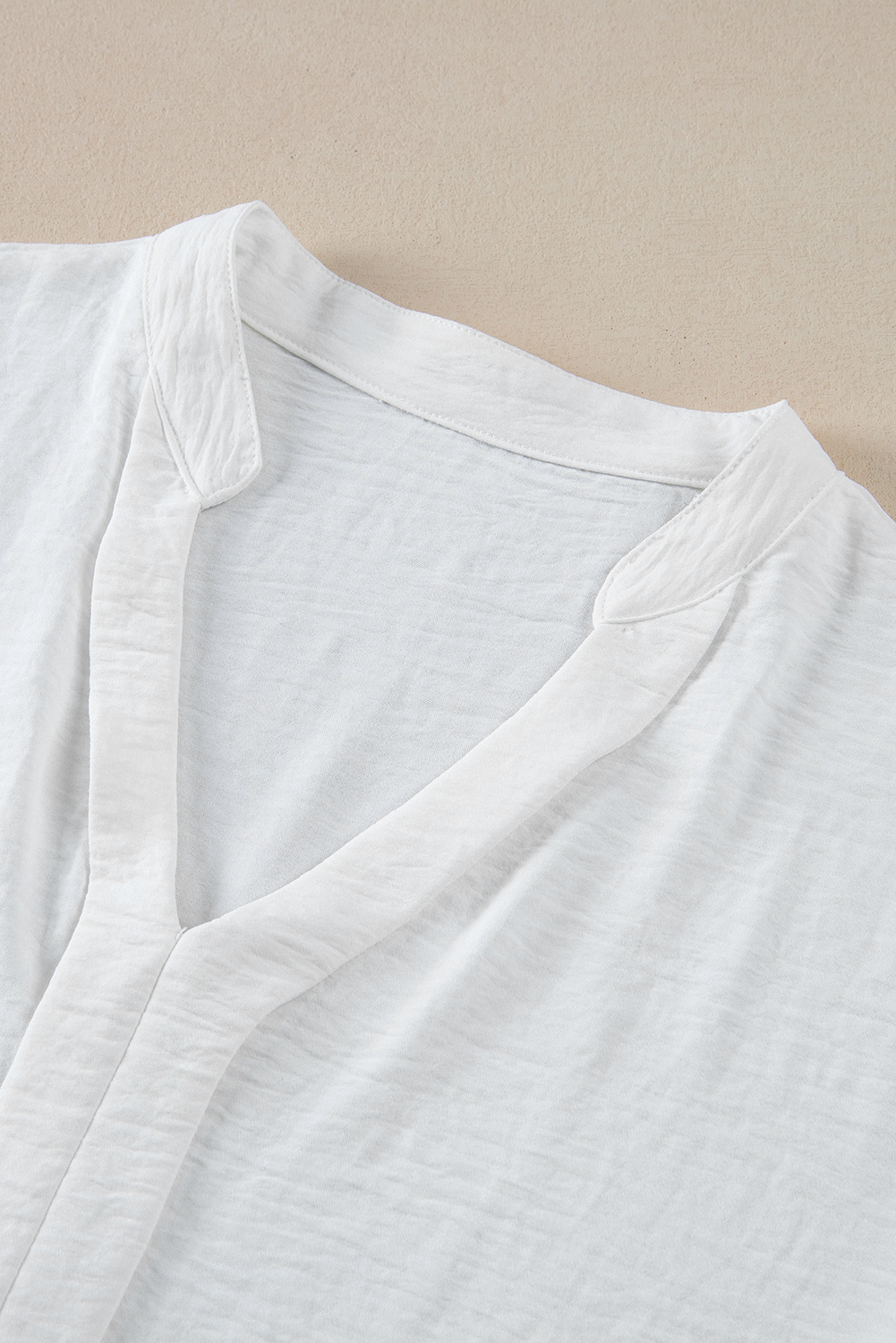 Black Notched Neck Batwing Sleeve Lightweight Blouse