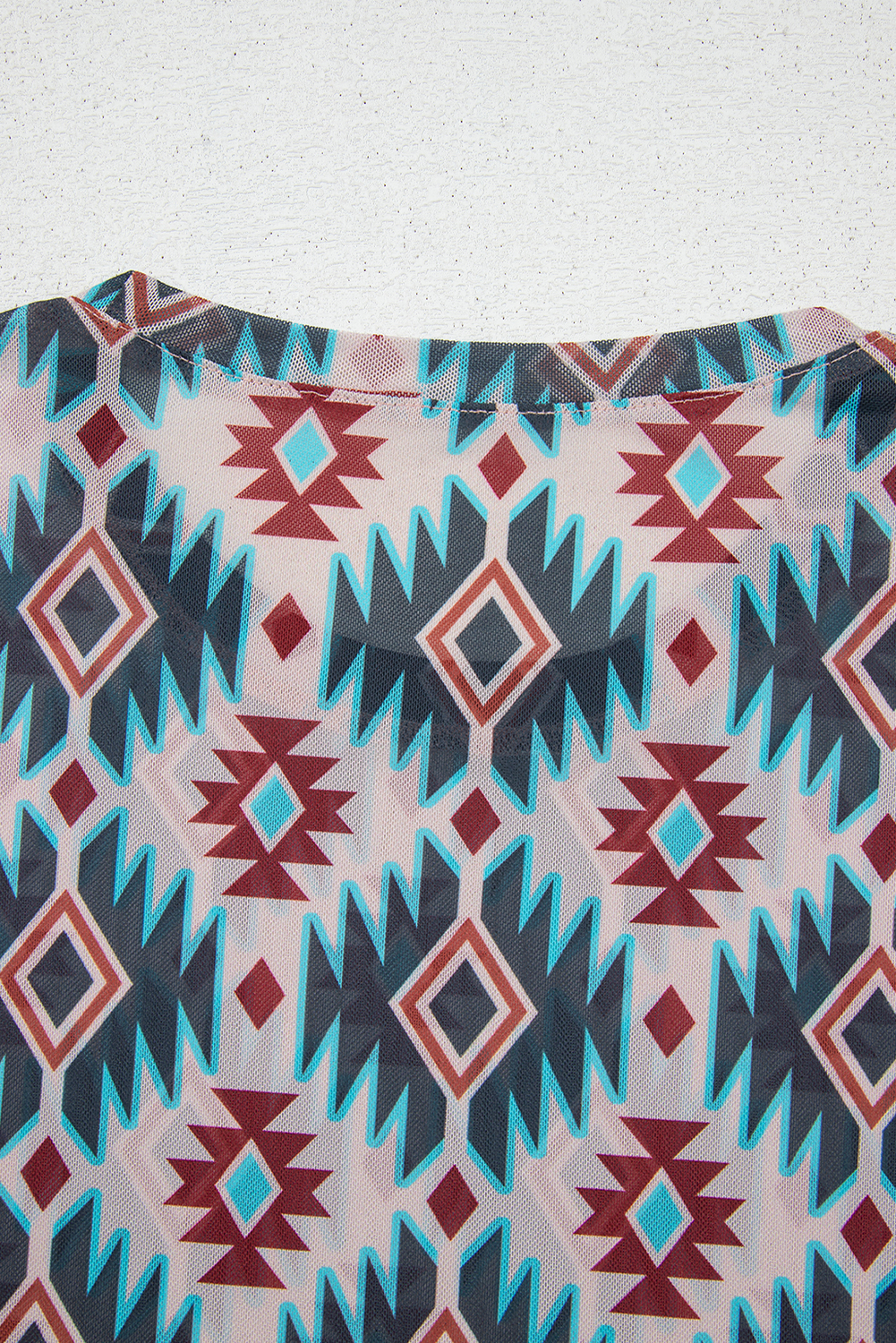 Blue Western Aztec Print Mesh Slim T Shirt