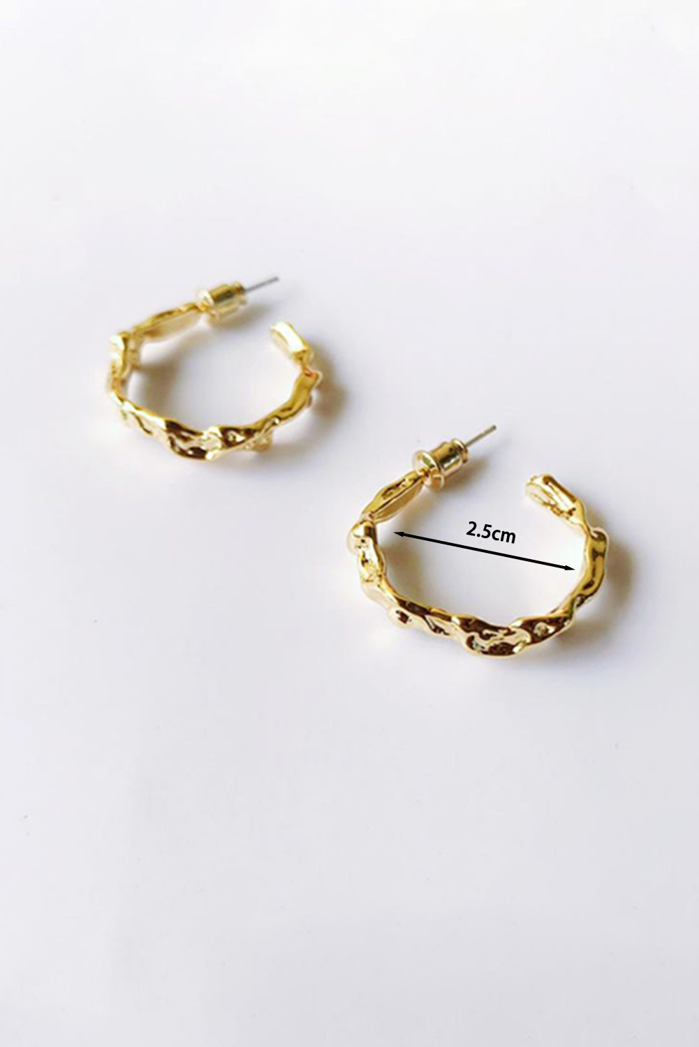 Gold Wrinkled Plated Alloy Hoop Earrings
