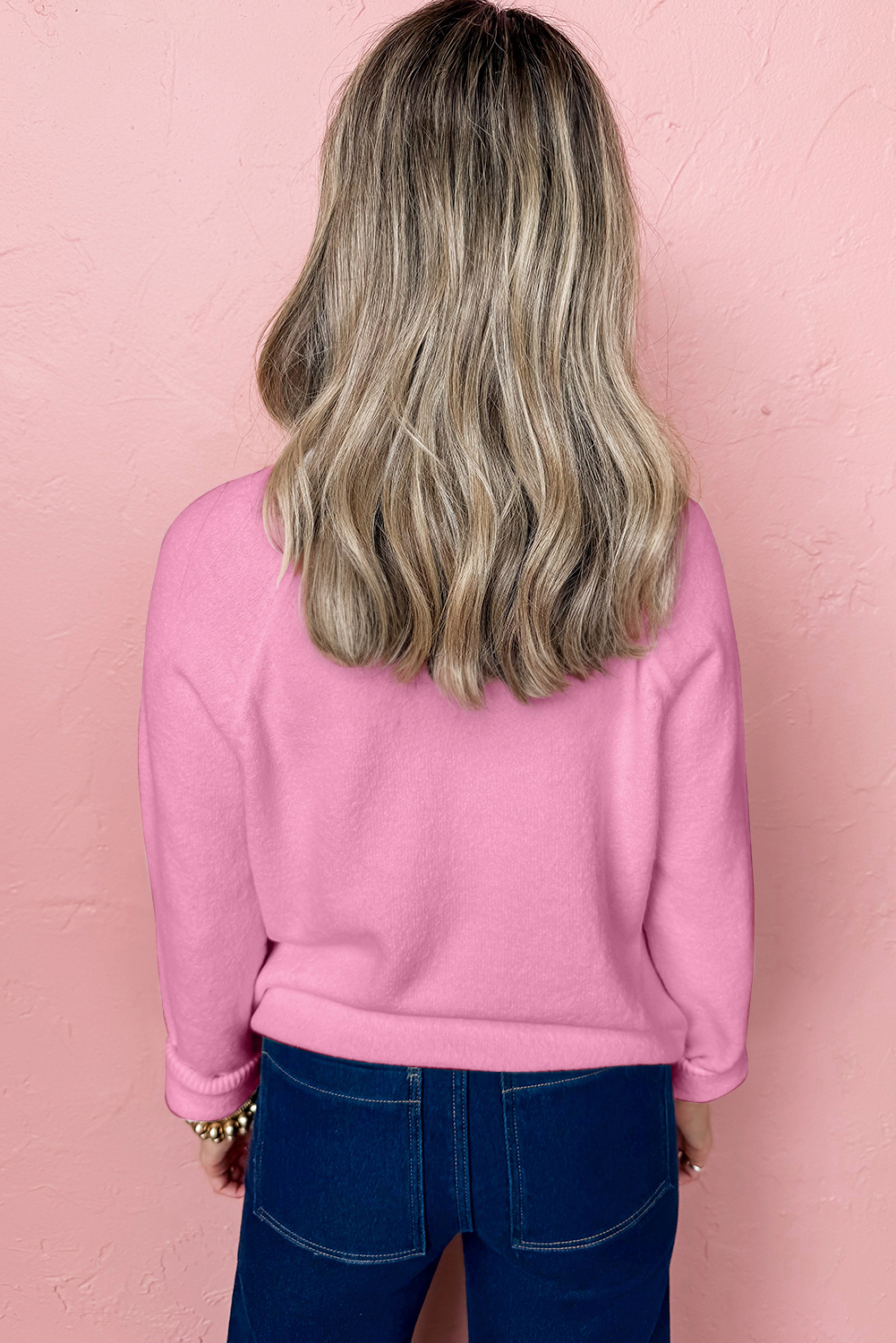 Racing Red MERRY Letter Pattern Christmas Raglan Sleeve Sweater