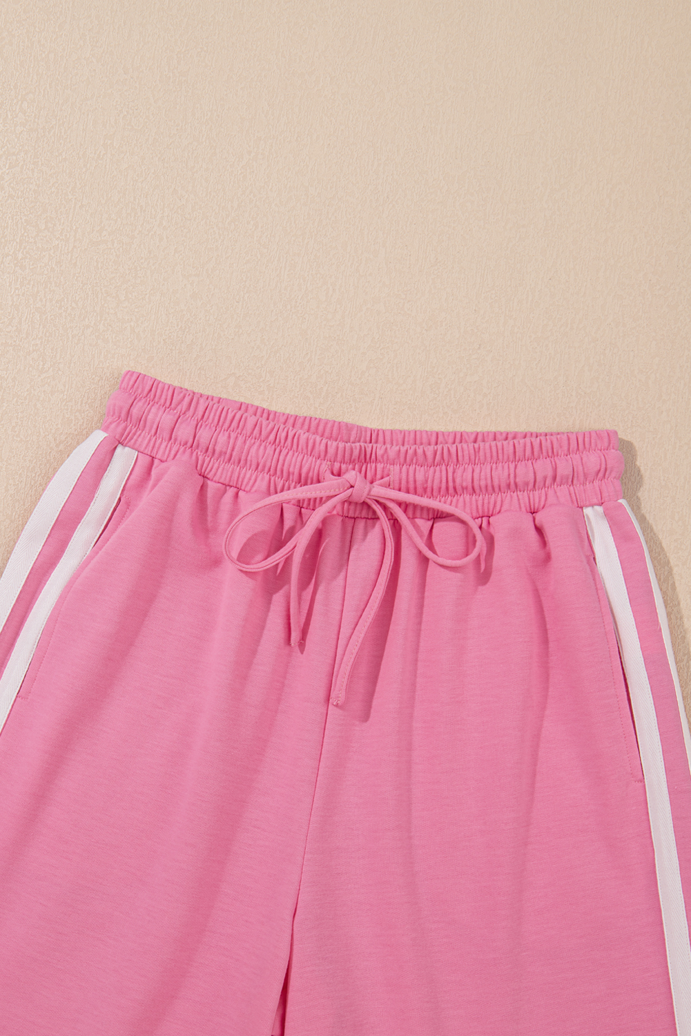 Sachet Pink Varsity Stripe Detail Casual Tee and Pants Leisure 2pcs Set