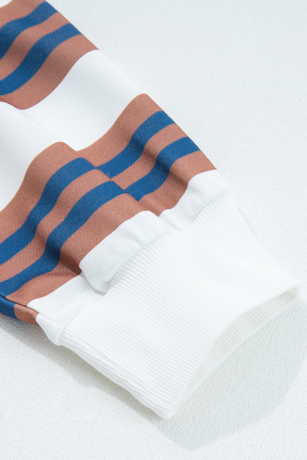 Khaki Stripe Crew Neck Drop Shoulder Pullover Sweatshirt