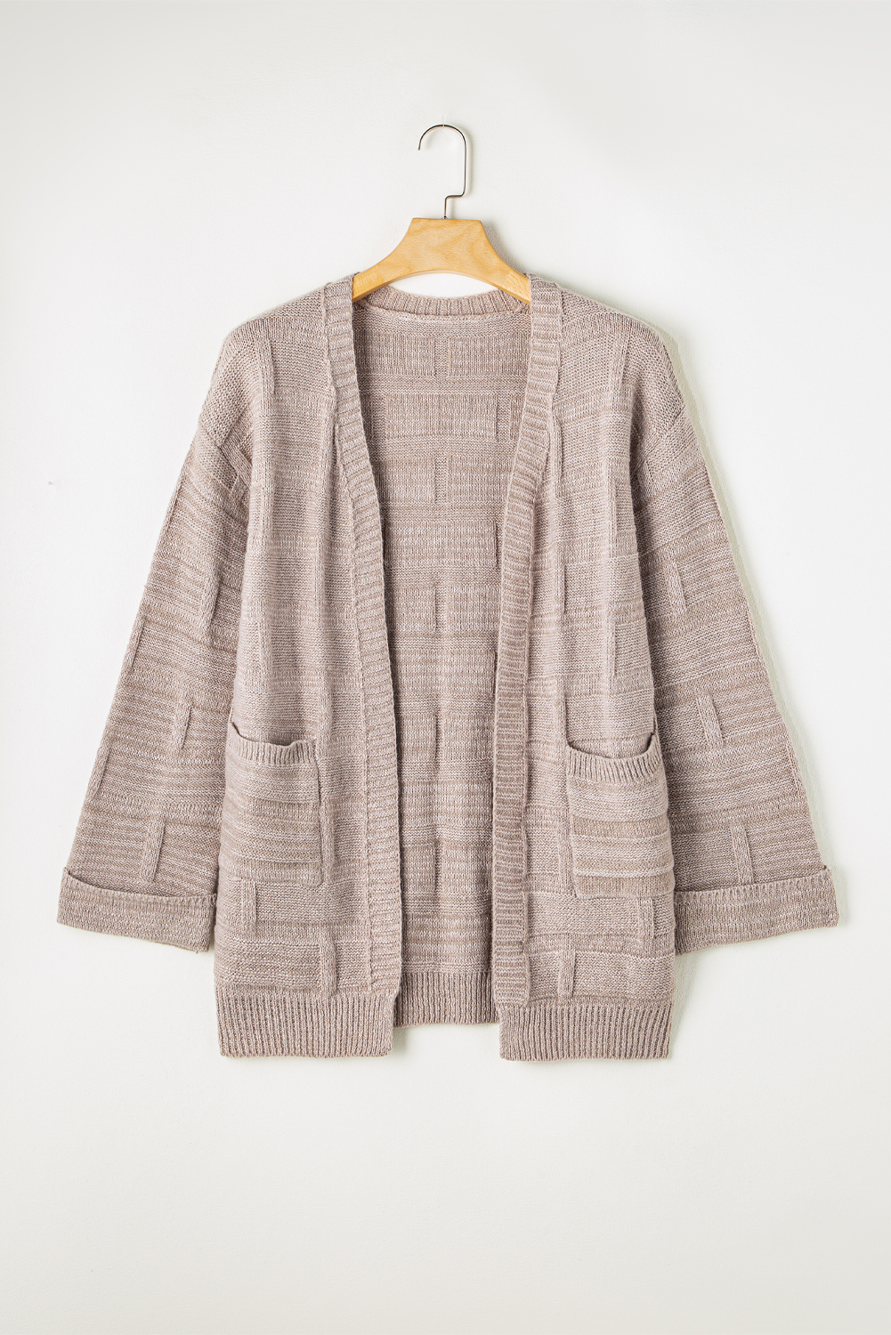 Delicacy Textured Knit Open Front Chic Cardigan with Pockets