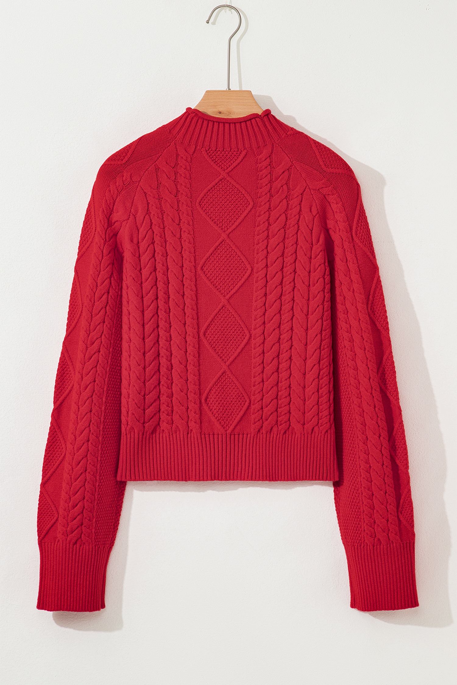 Fiery Red Cable Knit Baggy Sweater
