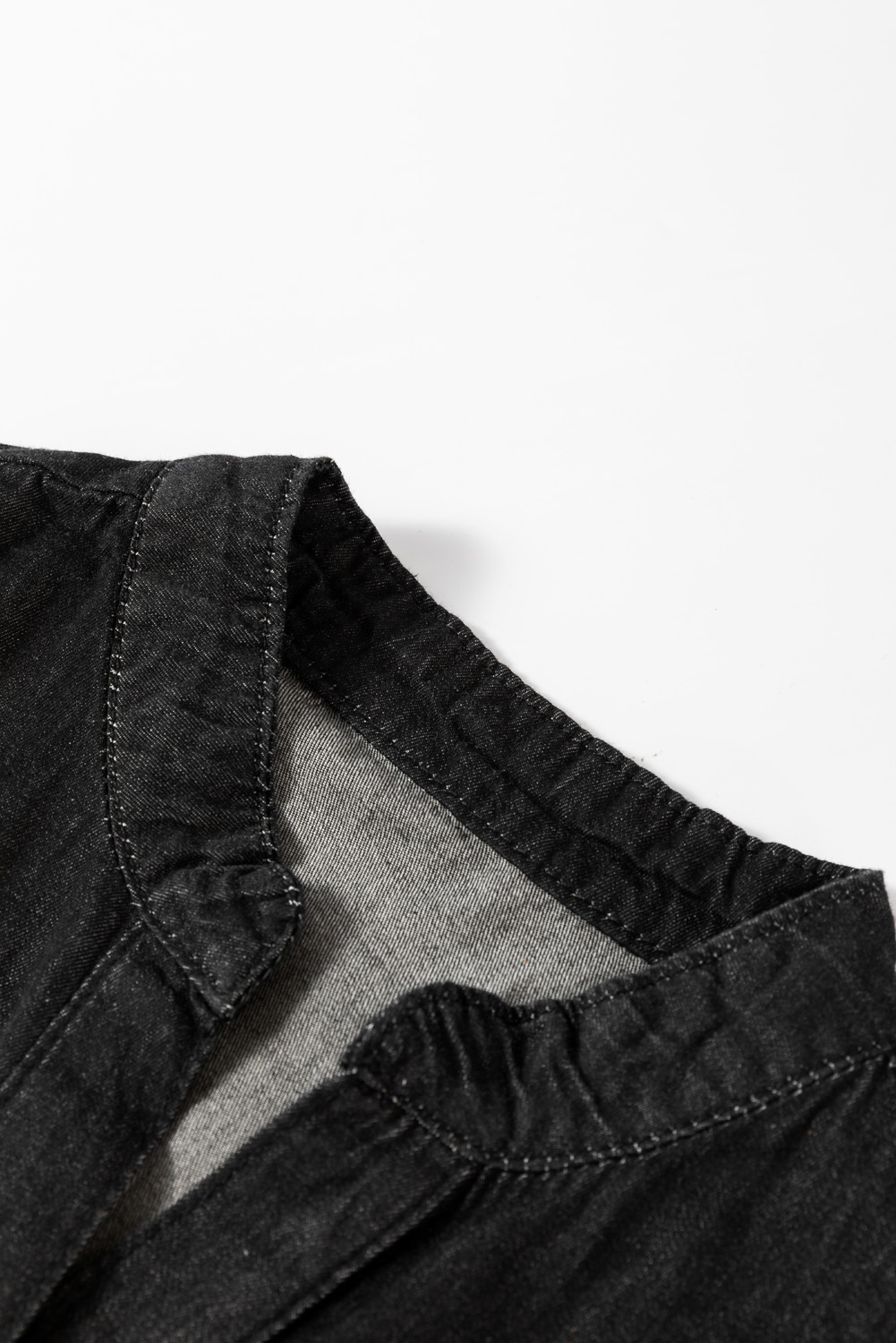 Sky Blue Chambray Ruffled 3/4 Sleeve Tiered Split V Neck Mini Dress