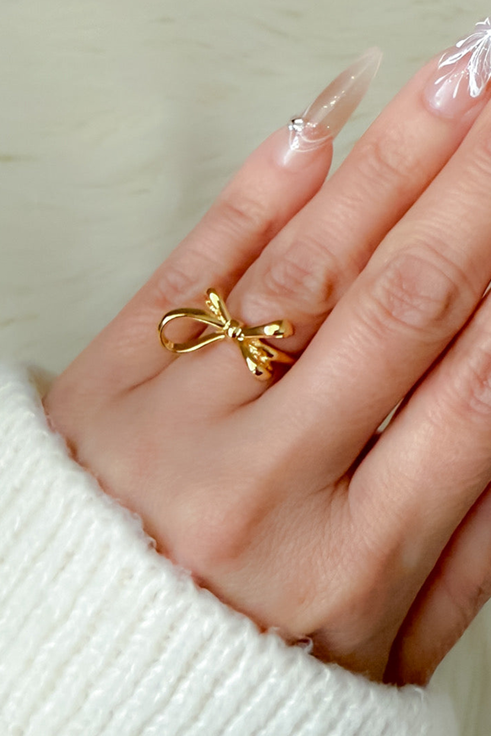 Gold Plated Alloy Half Open Bow Ring