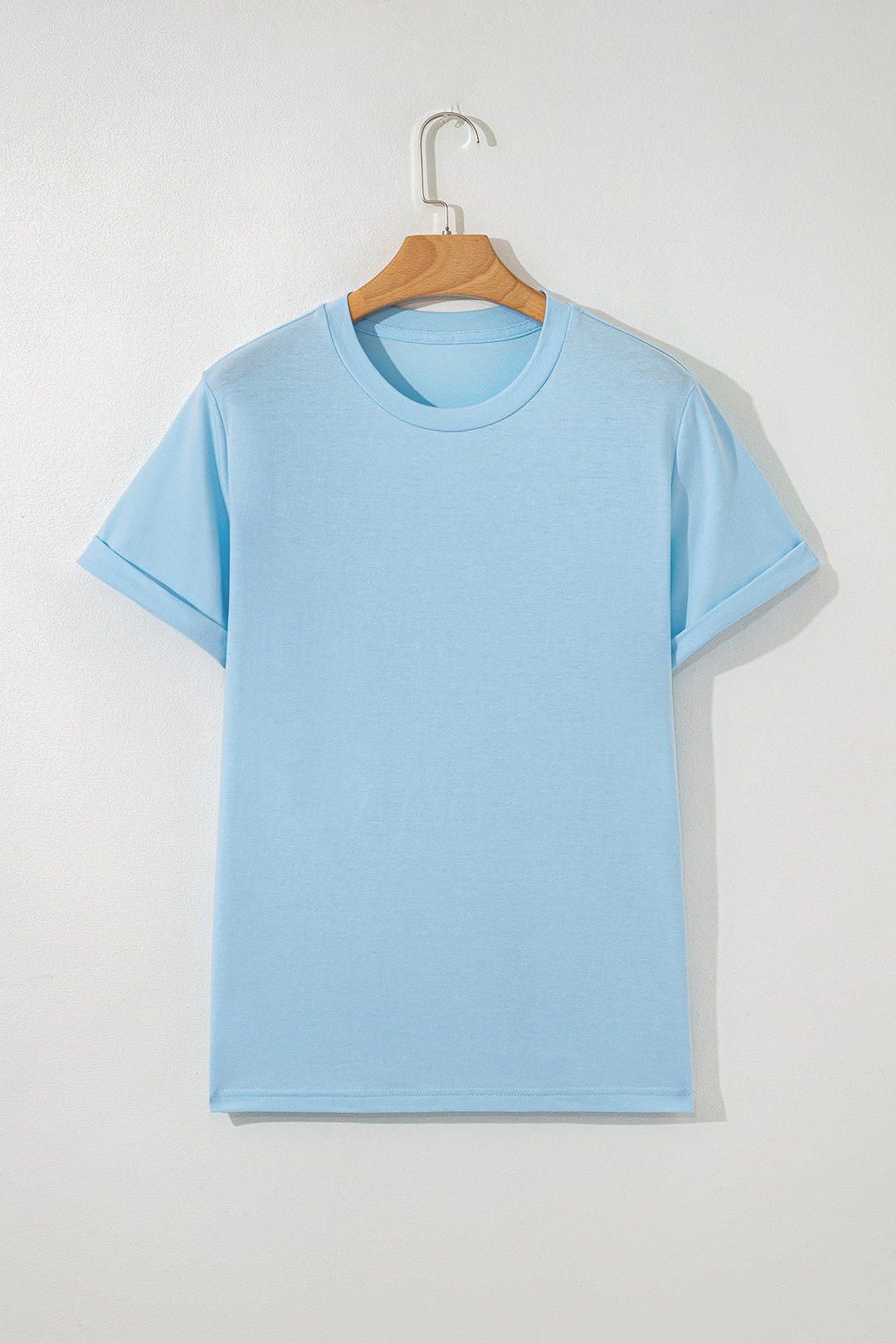 Khaki Casual Plain Crew Neck Tee