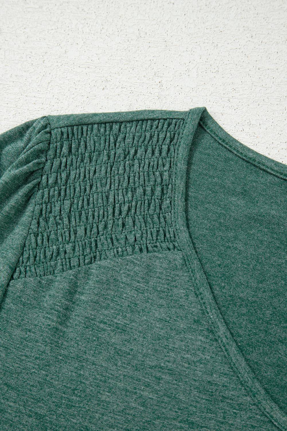 Beige Shirred Shoulder Frilled Cuffs Long Sleeve Top