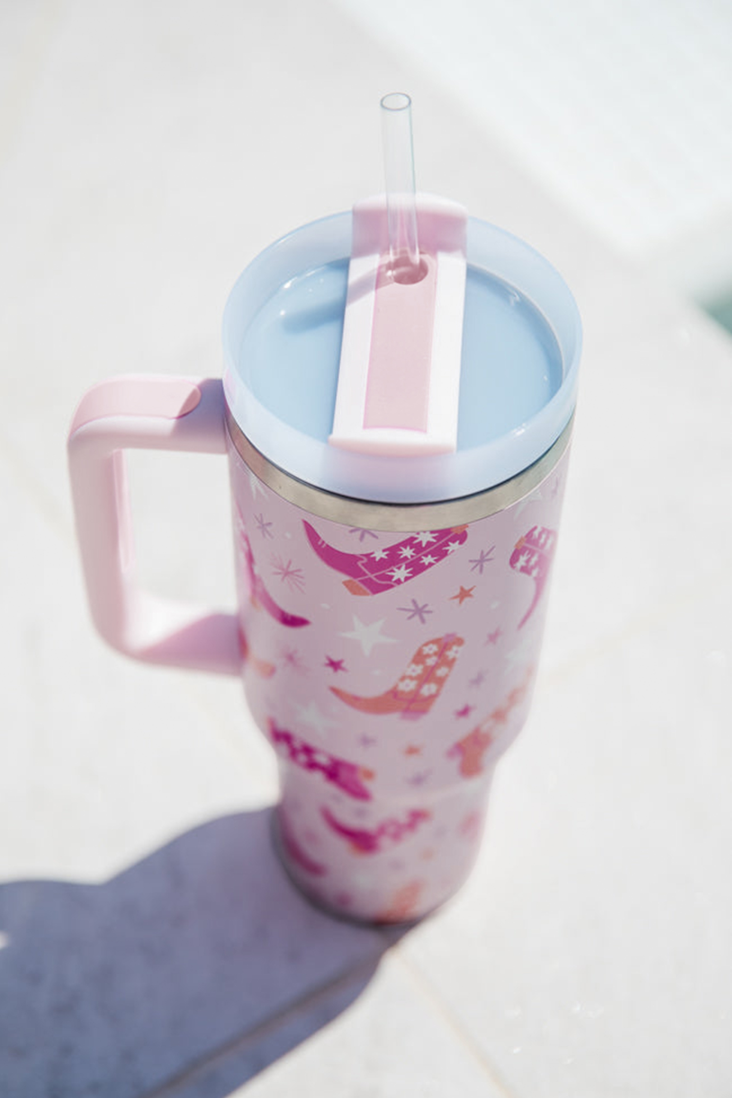 Sachet Pink Western Boot Tumbler with Straw 40oz