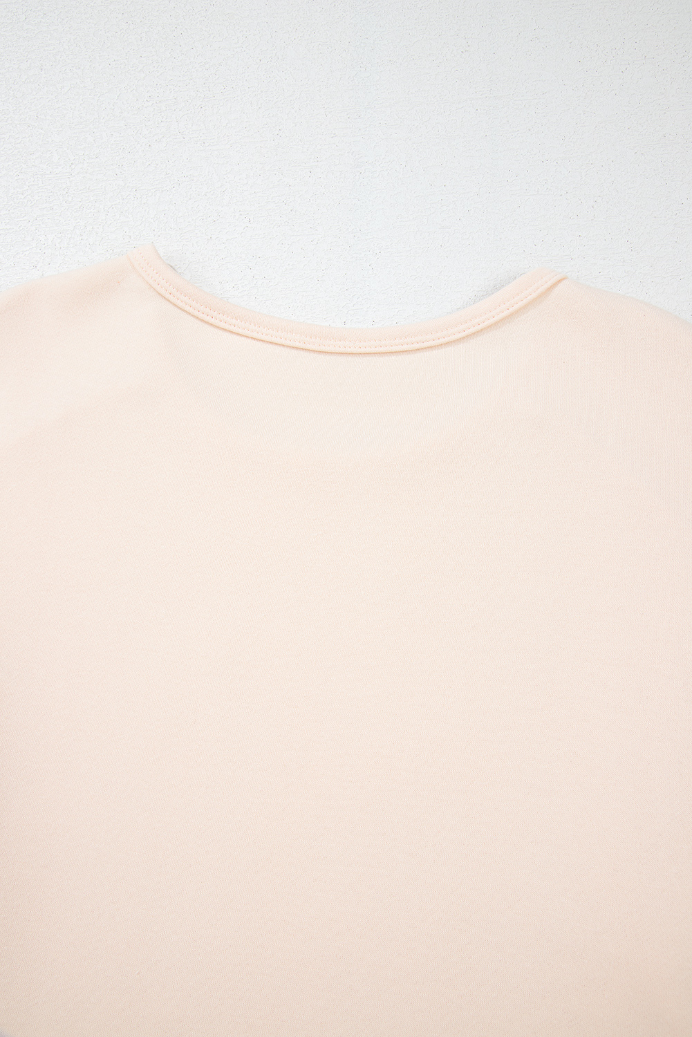 Beige Flower Patch Graphic Exposed Seam Wide Sleeve Top