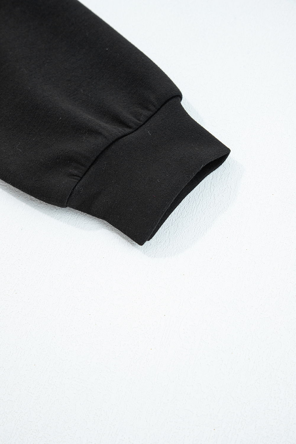 Black Zip Collar Long Sleeve Top Drawstring Pants Set