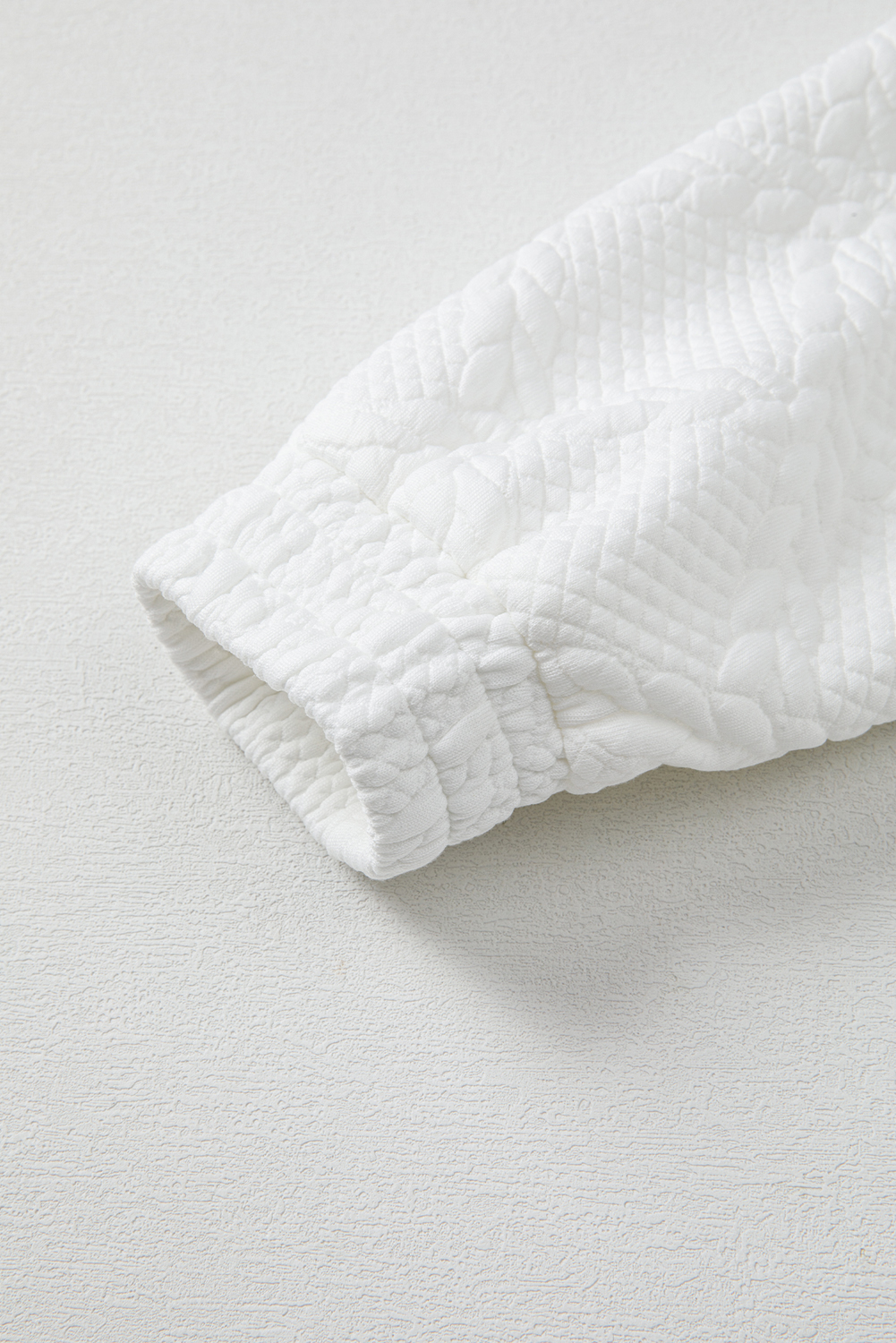 White Cable Lattice Texture Kangaroo Pocket Hoodie