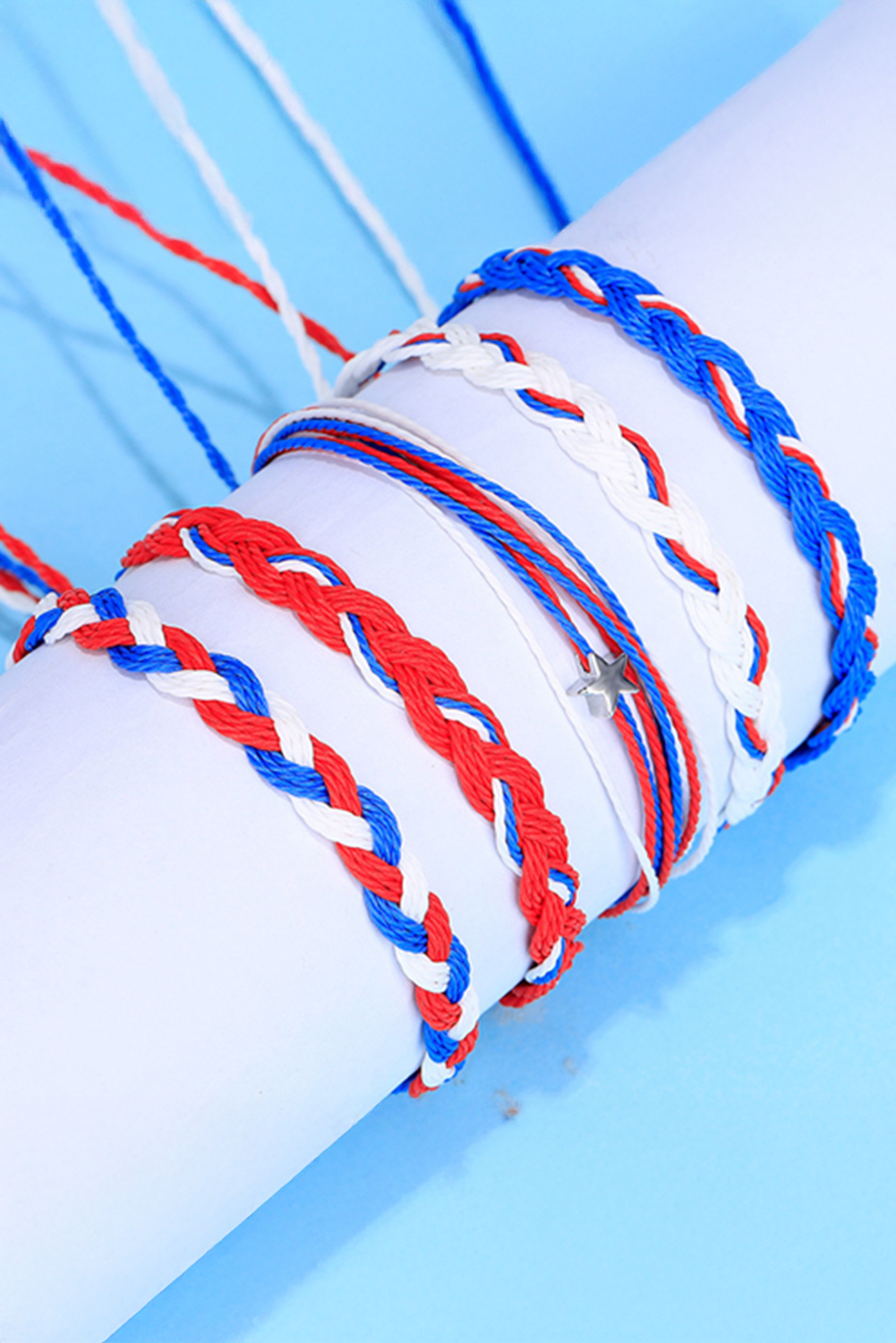 Blue Independent Day Braided Multi Layer Bracelet