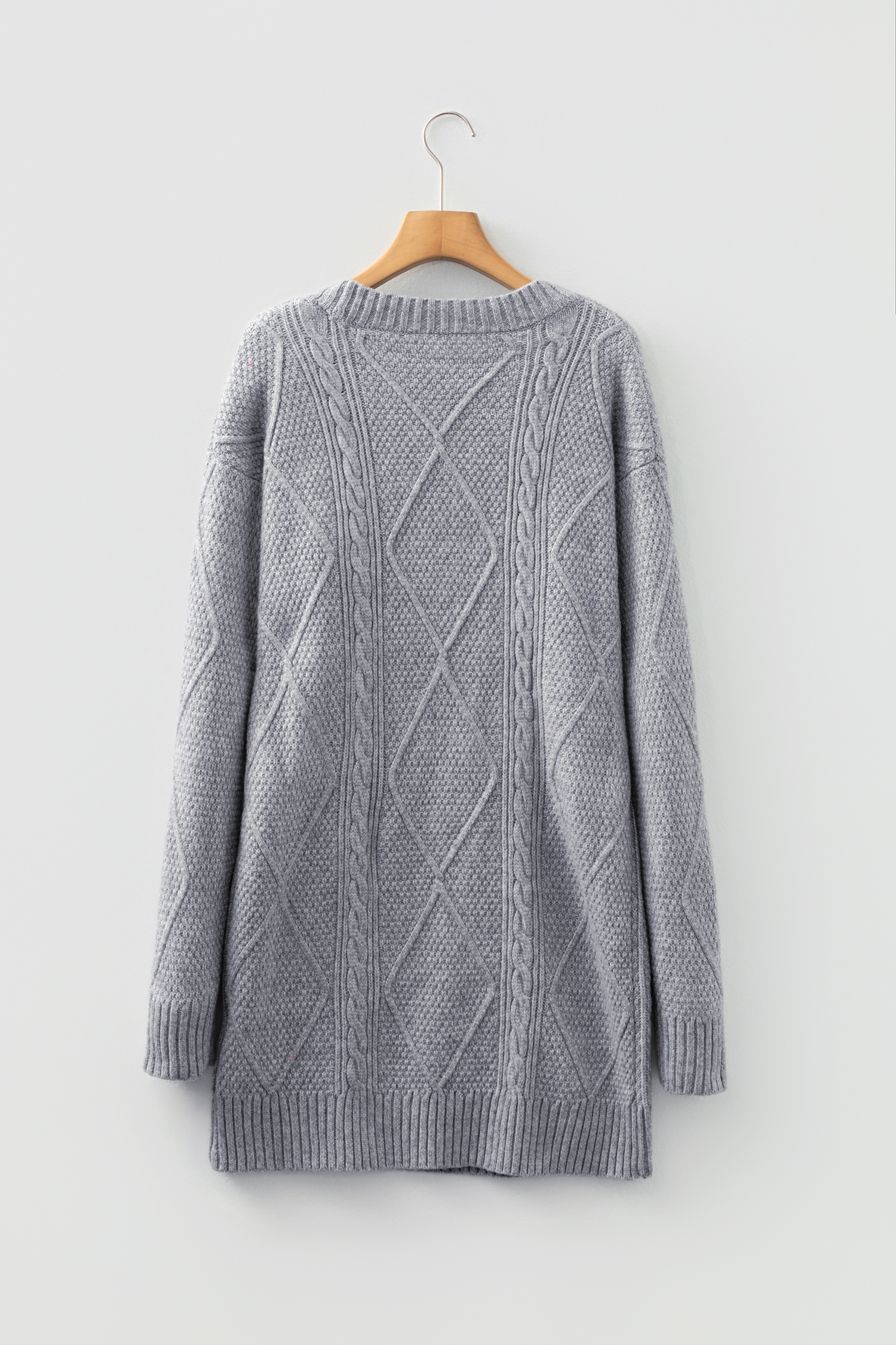 Parchment Cable Knit Drop Shoulder Loose Fit Sweater Dress