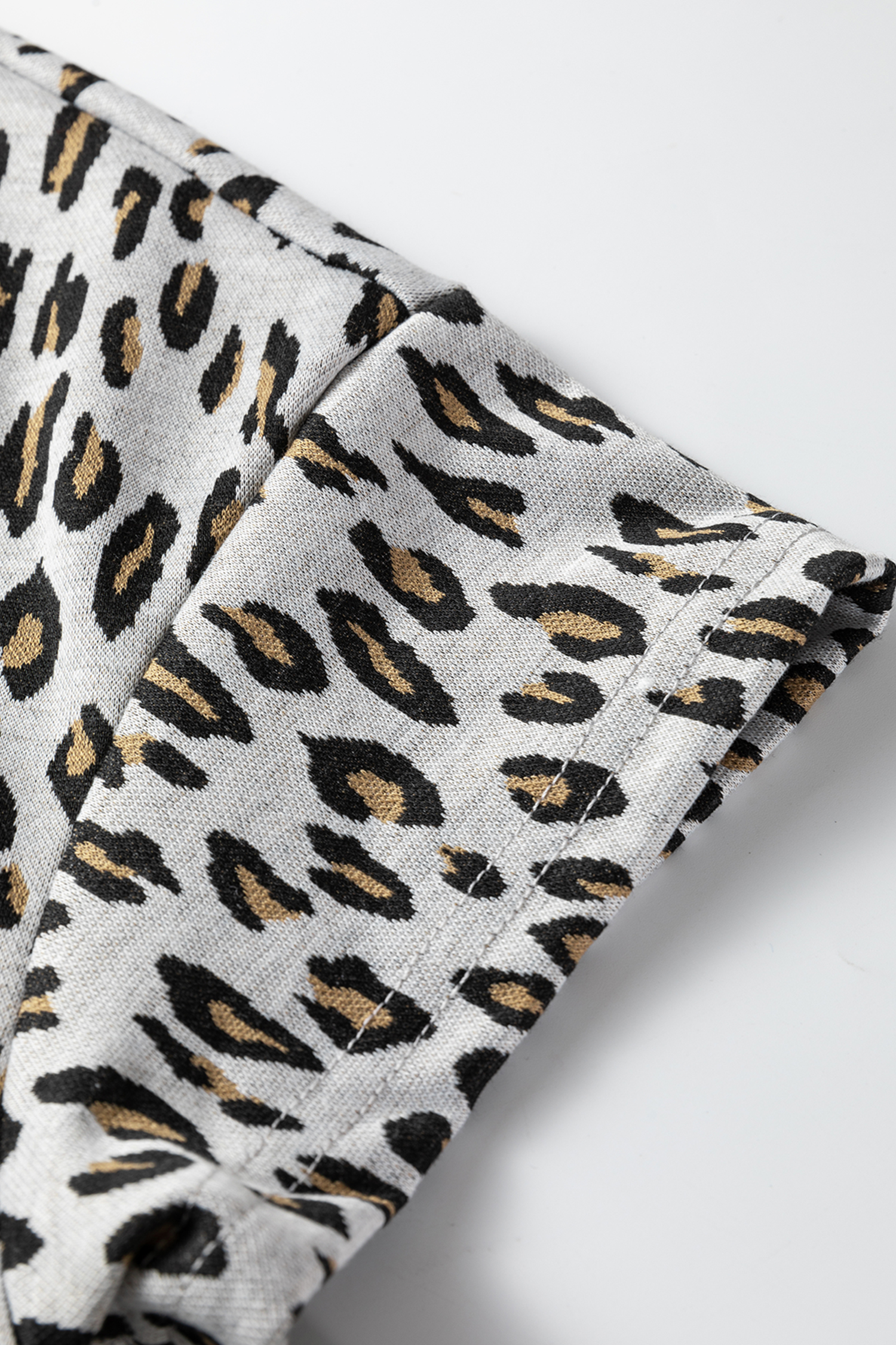 Beige Leopard Print Casual Tee and Pants 2pcs Outfit