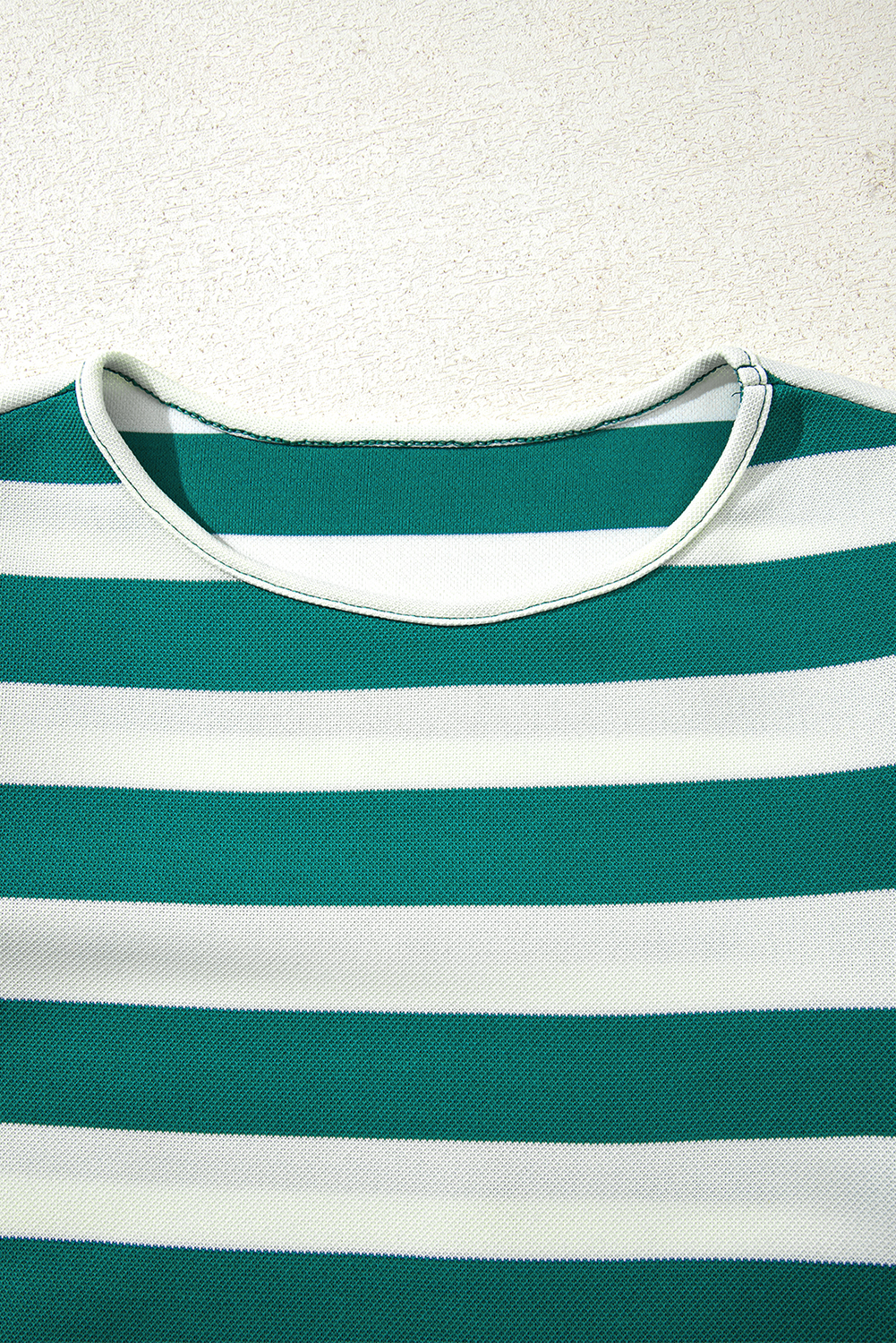 Green Stripe Flutter Sleeve Round Neck Shift Dress