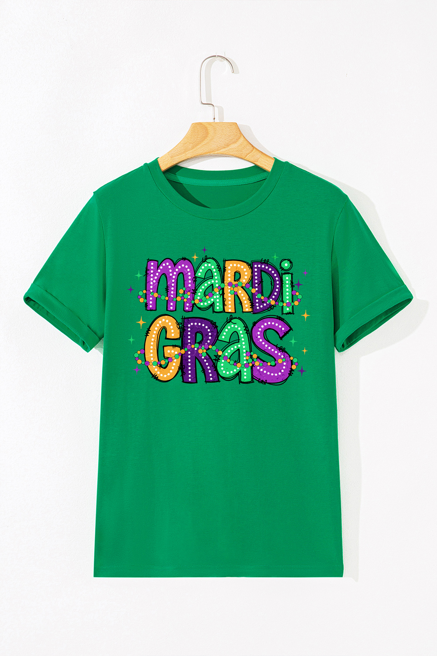 Bright Green Glitter Mardi Gras Mask Graphic T Shirt