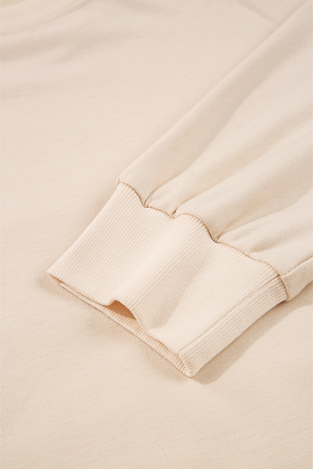 Beige Raw Edge Flower Patch Drop Shoulder Casual Top