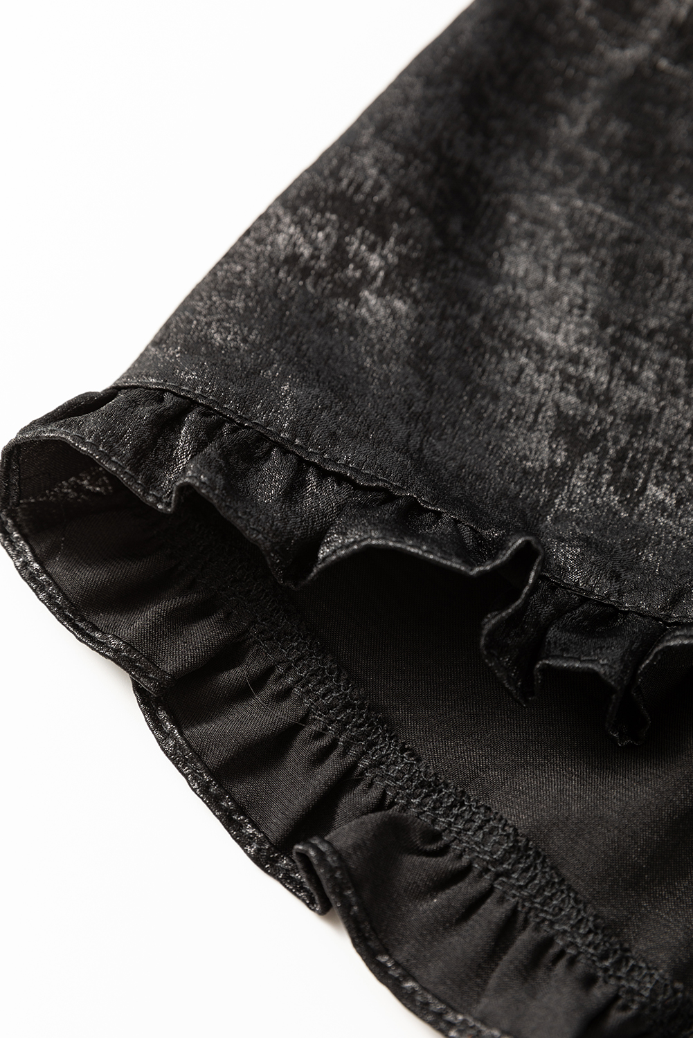 Dearlovers Gold Metallic Frilled V Neck Puff Sleeve Babydoll Blouse