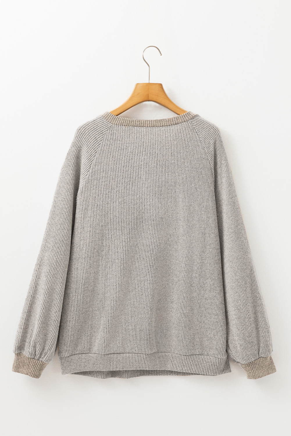 Contrast Ribbed Loose Fit Long Sleeve Top