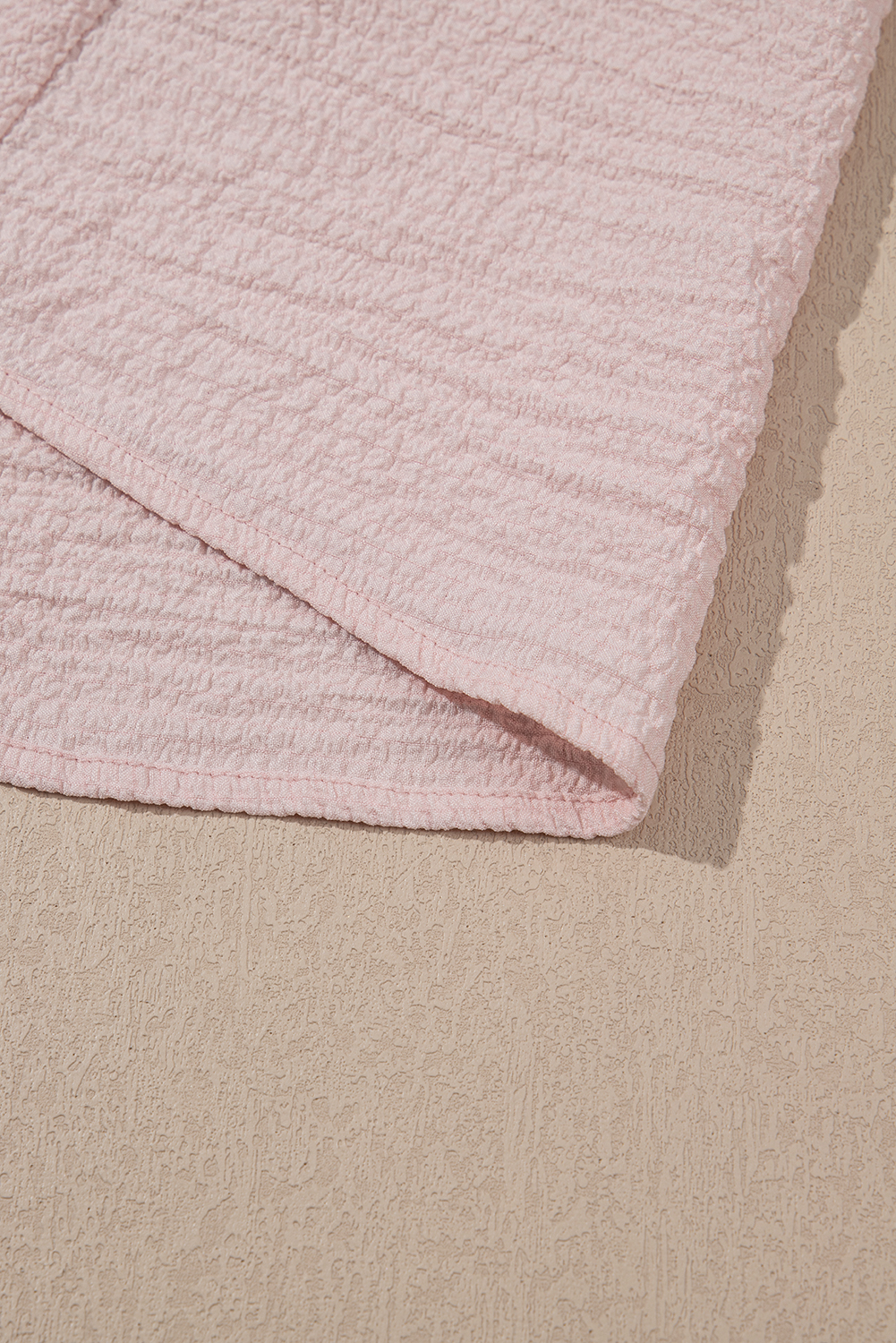 Beau Blue Textured Bow Knot Frilled Butterfly Sleeve Blouse