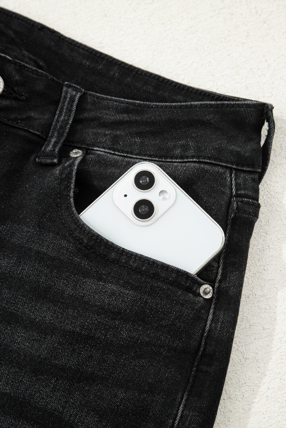 Gray Raw Hem Straight Leg Loose High Waist Jeans