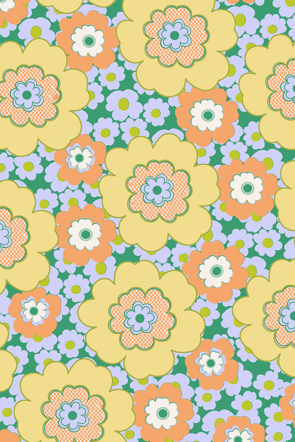 Yellow Summer Flower Printed Drop Shoulder Loose T Shirt