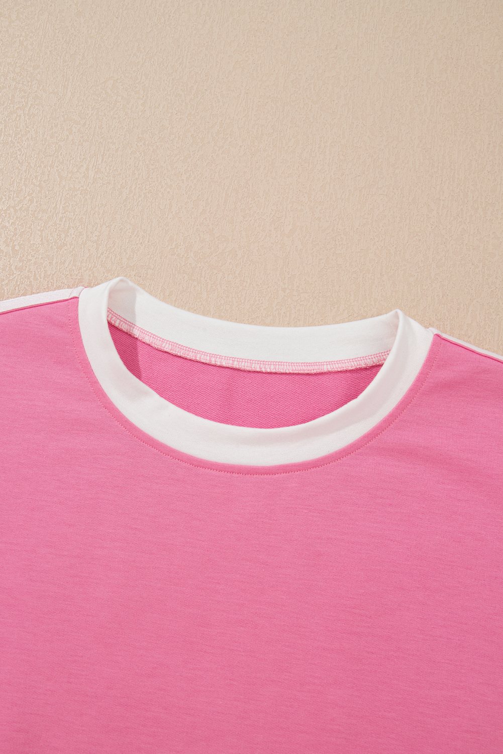 Sachet Pink Varsity Stripe Detail Casual Tee and Pants Leisure 2pcs Set