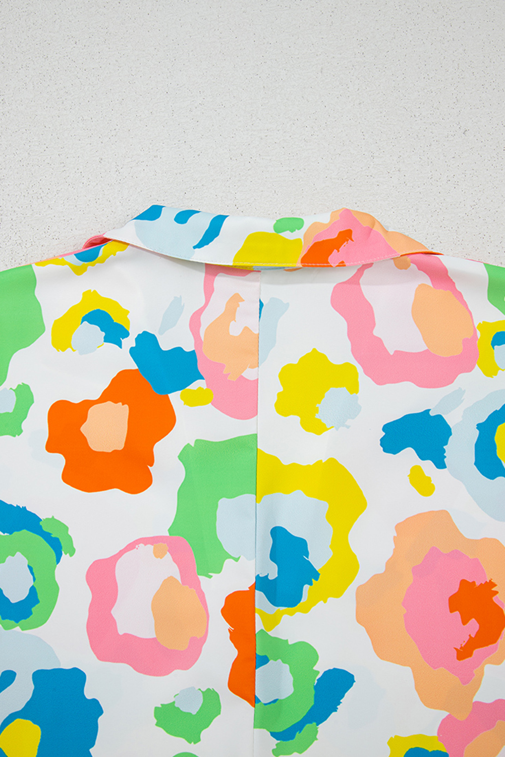 Green Chic Leopard Print Striped Detail Split Neck Blouse