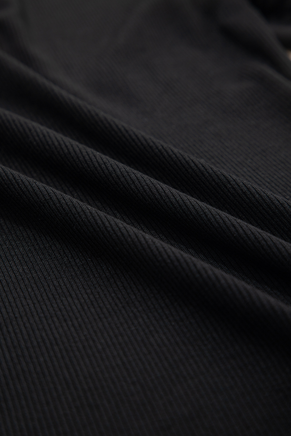 Black Mesh Ruffled Sleeve Slim Fit V Neck Top