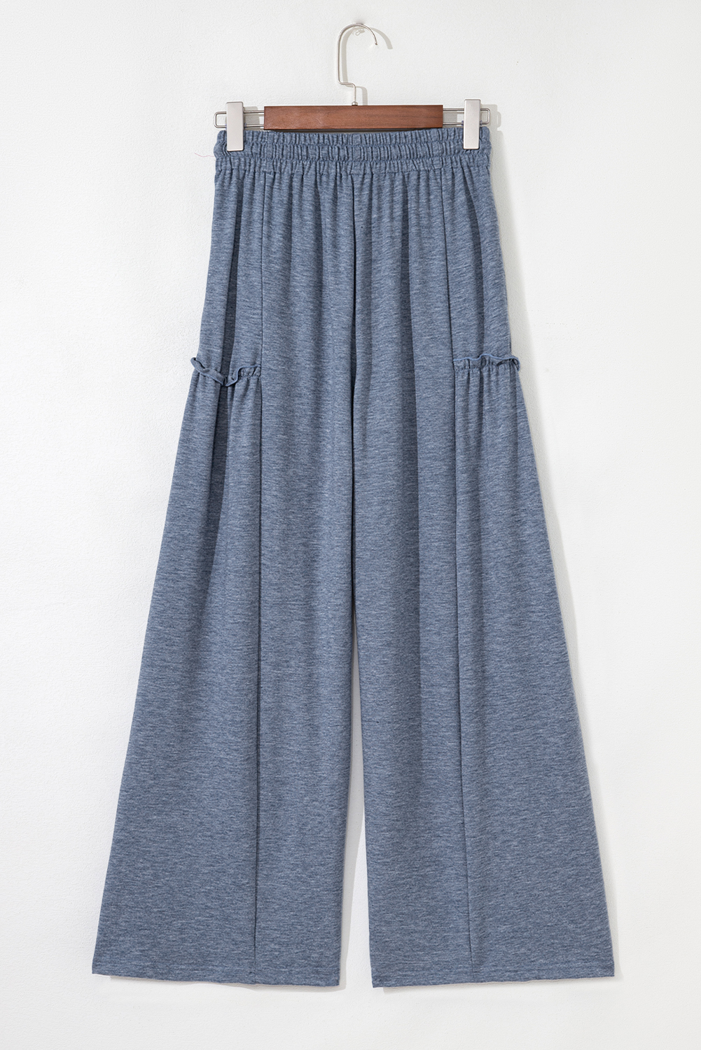 Frilled Detail Wide Leg Drawstring Elastic Waistband Pants