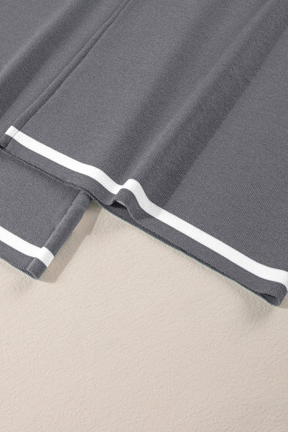 Blackish Green Contrast Trim Half Sleeve Top Drawstring Pants Loose 2pcs Sweater Suit