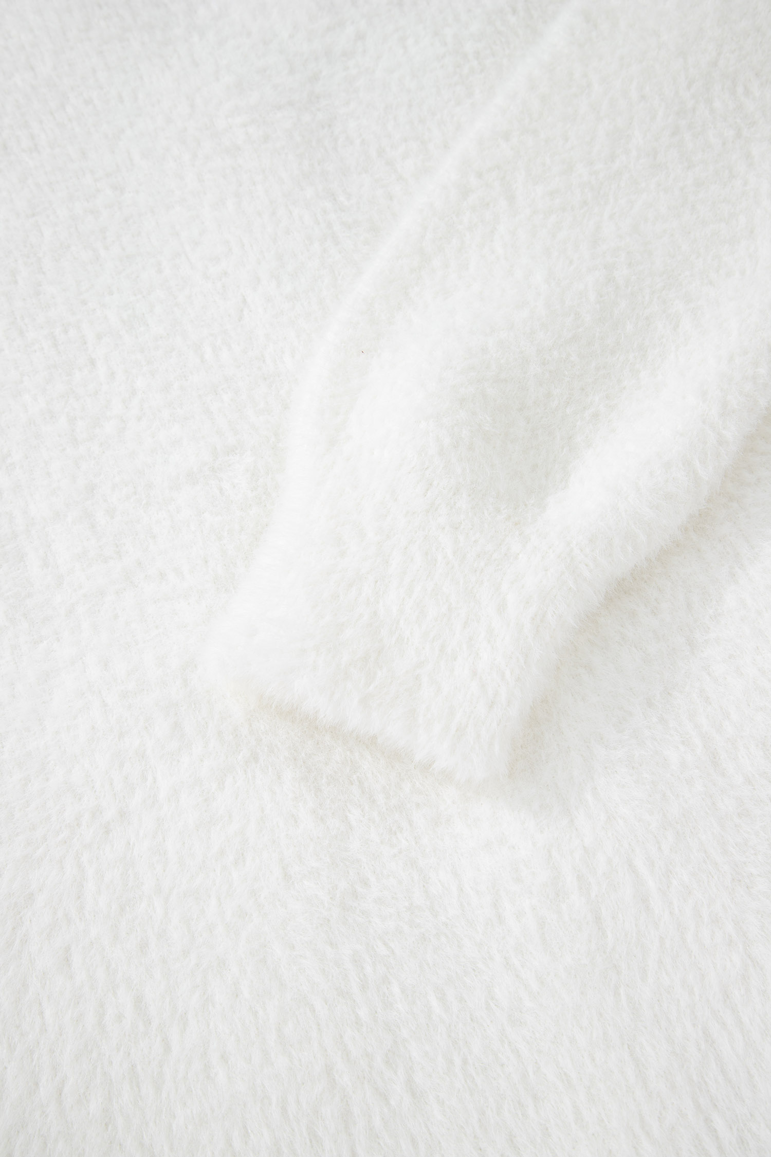 White Fuzzy Buttoned Front Midi Solid Cardigan