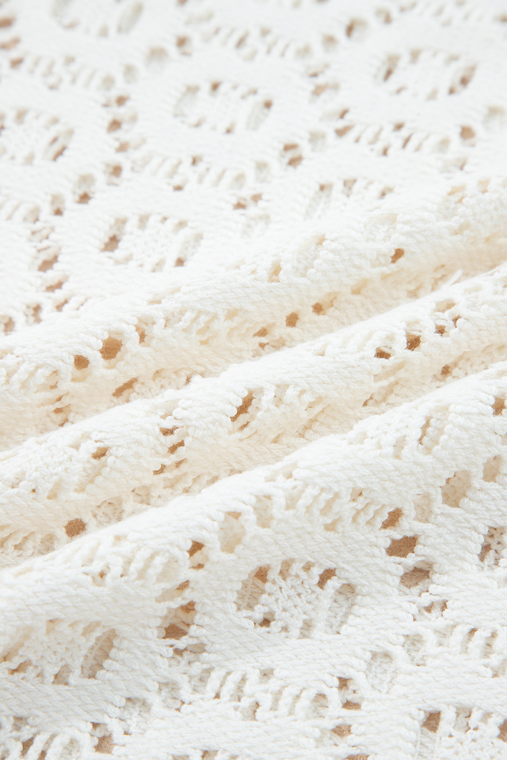 Beige Flower Lace V Neck Ruffled Sleeve Top