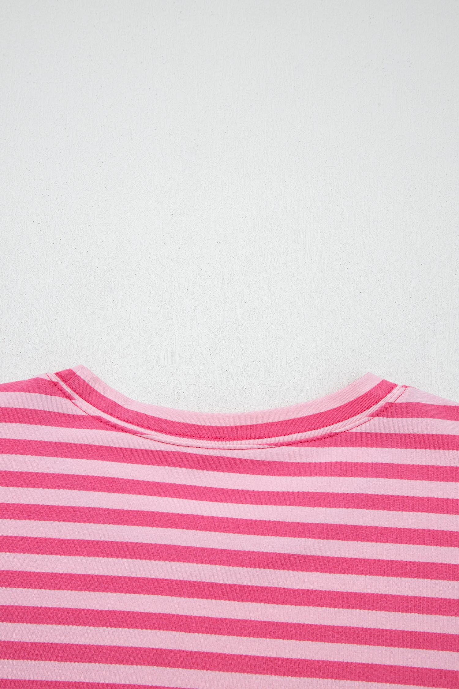 Rose Stripe Drop Shoulder Round Neck Top and Buttoned Straight Pants Two Piece Set