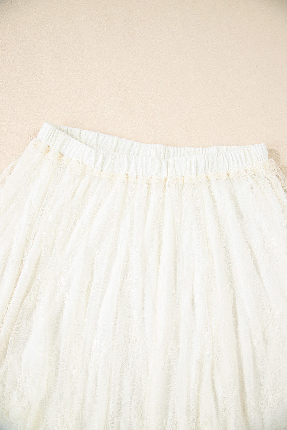 Apricot Lace Cascading Tiered High Waist Maxi Skirt