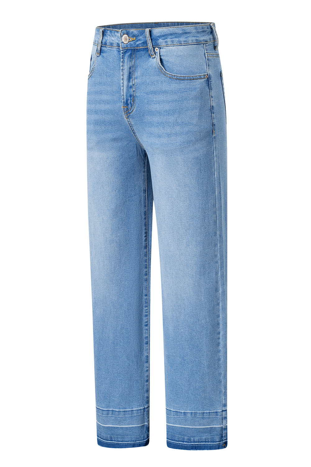 Gray Raw Hem Straight Leg Loose High Waist Jeans