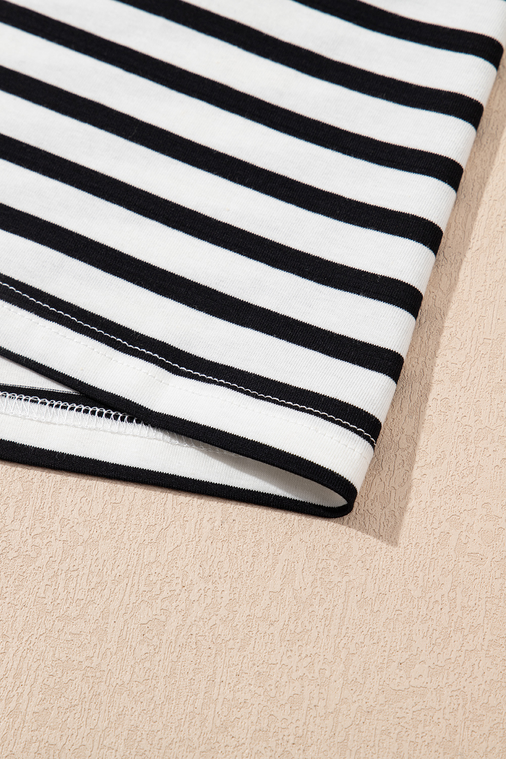 Black Stripe Contrast V Neck Collared Puff Sleeve T Shirt Mini Dress with Pockets