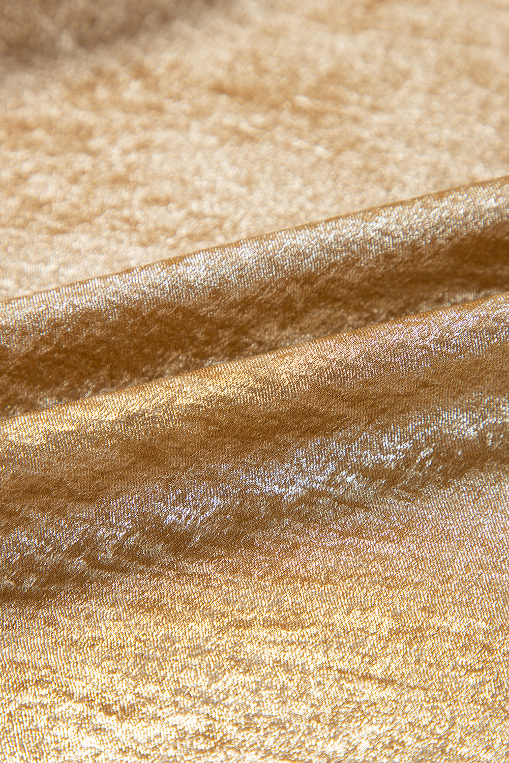 Gold Bow Tie Front Puff 3/4 Sleeve Ruffle Hem Blouse