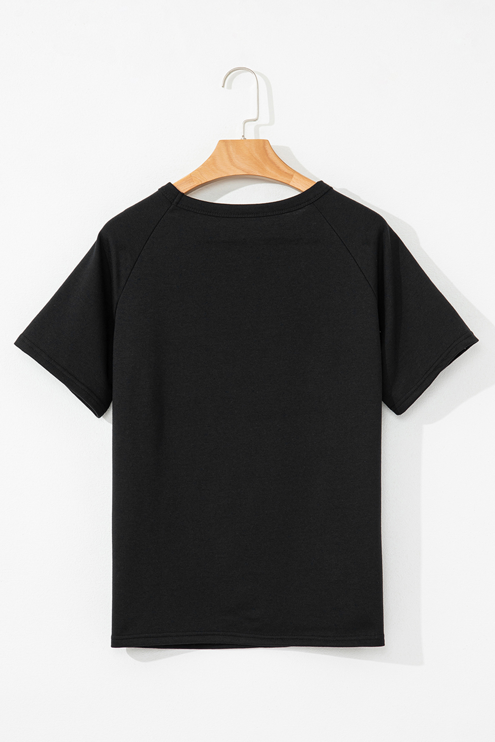 Black Striped Patch Front Casual Tee