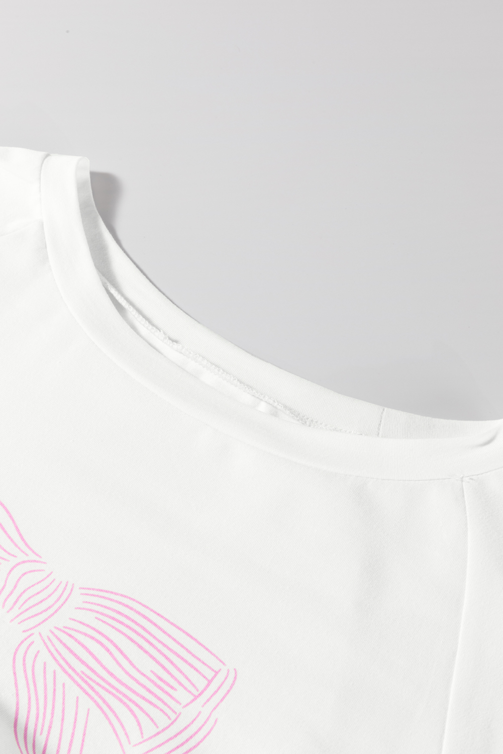 Pink Bow Knot Print Loose Fit Two Piece Casual Lounge Set