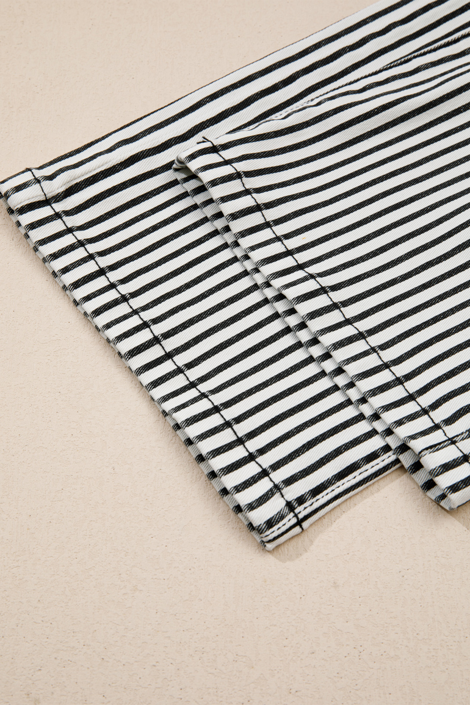 Black Stripe Patch Pocket High Waist Shift Denim Jeans