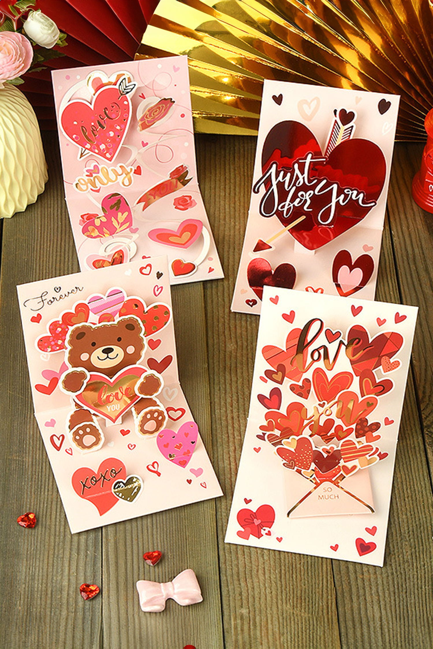 Fiery Red Love You Valentines Day Pop Card