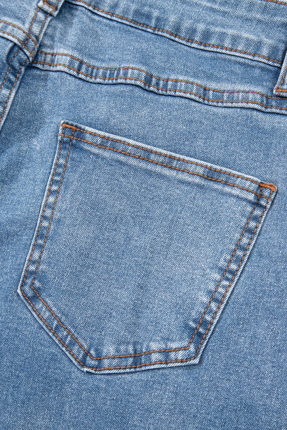 Blue Mid Rise Asymmetrical Waist Wide Leg Jeans